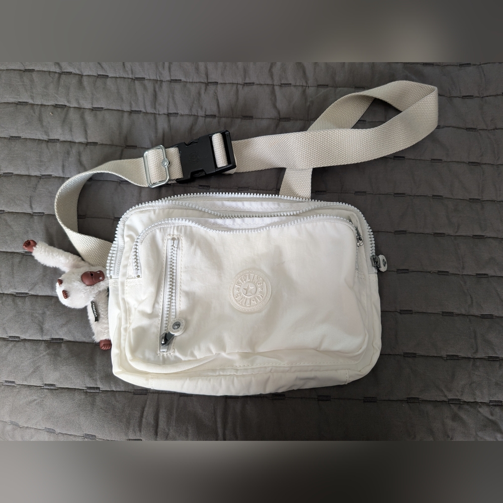 Kipling Cream Crossbody Bag with Charm